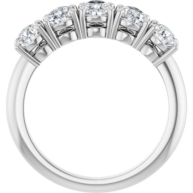 14K Gold Pear Lab-Grown Diamond Five-Stone Anniversary Band - 6x4mm Stones - White Gold - view 2