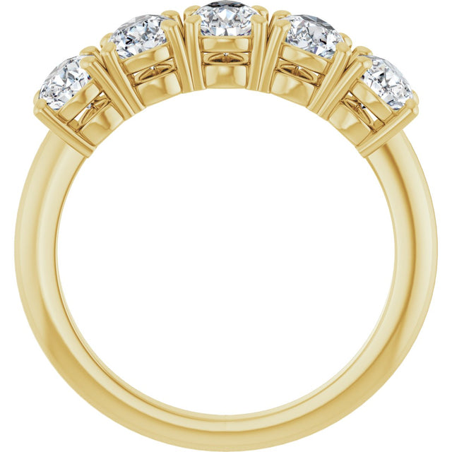 14K Gold Pear Lab-Grown Diamond Five-Stone Anniversary Band - 6x4mm Stones - Yellow Gold - view 2