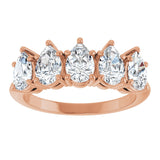 14K Gold Pear Lab-Grown Diamond Five-Stone Anniversary Band - 6x4mm Stones - Rose Gold - view 3