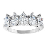 14K Gold Pear Lab-Grown Diamond Five-Stone Anniversary Band - 6x4mm Stones - White Gold - view 3
