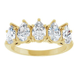 14K Gold Pear Lab-Grown Diamond Five-Stone Anniversary Band - 6x4mm Stones - Yellow Gold - view 3
