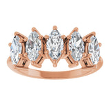 14K Gold Marquise Lab-Grown Diamond Five-Stone Anniversary Band - 7x3.5mm Stones - Rose Gold - view 3