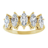 14K Gold Marquise Lab-Grown Diamond Five-Stone Anniversary Band - 7x3.5mm Stones - Yellow Gold - view 3