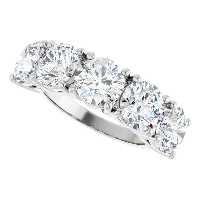 14K Gold Round Lab-Grown Diamond Five-Stone Anniversary Band - 6.5mm Stones - White Gold - view 5