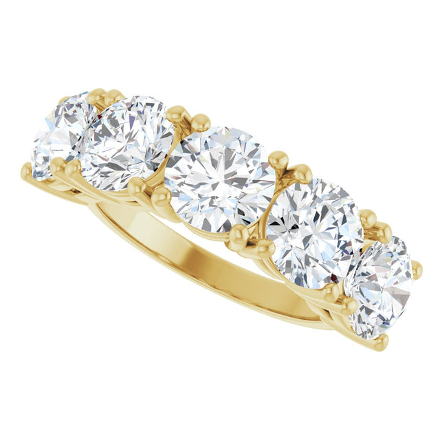 14K Gold Round Lab-Grown Diamond Five-Stone Anniversary Band - 1 1/3-3 5/8 CTW - Yellow Gold - view 5