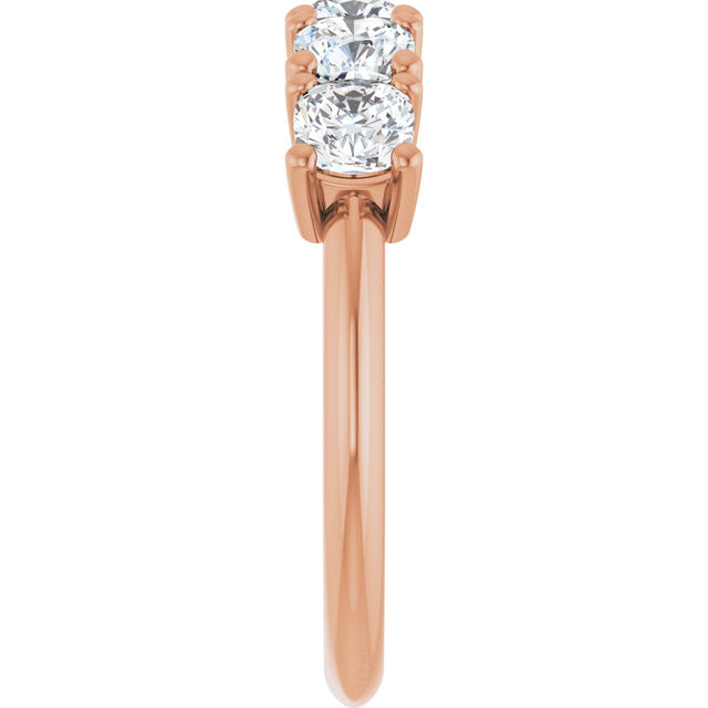 14K Gold Cushion Lab-Grown Diamond Five-Stone Anniversary Band - 3/4-1 5/8 CTW - Rose Gold - view 4