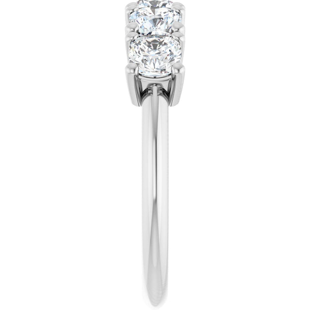 14K Gold Cushion Natural Diamond Five-Stone Anniversary Band - 3/4-1 5/8 CTW - White Gold - view 4