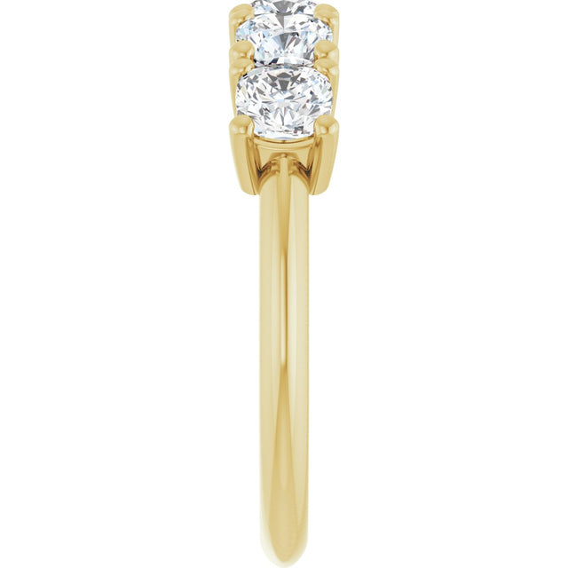 14K Gold Cushion Lab-Grown Diamond Five-Stone Anniversary Band - 3/4-1 5/8 CTW - Yellow Gold - view 4