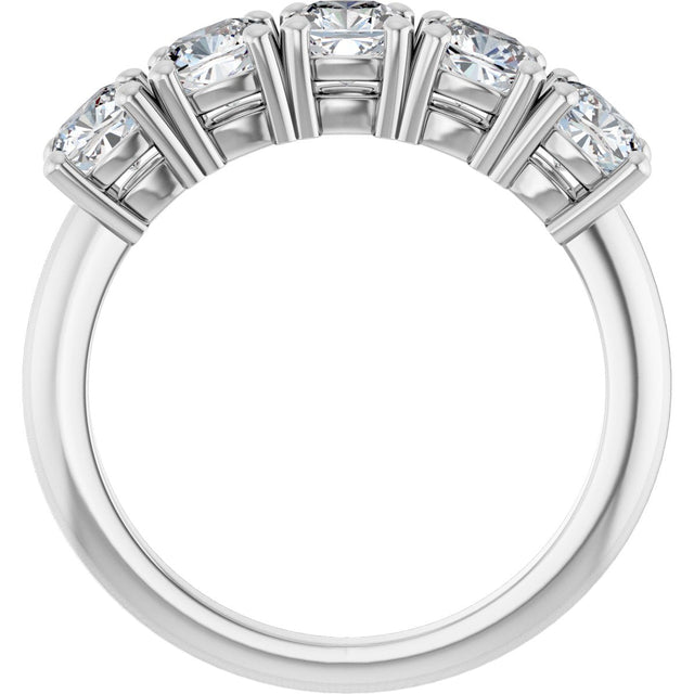 14K Gold Cushion Lab-Grown Diamond Five-Stone Anniversary Band - 3/4-1 5/8 CTW - White Gold - view 2