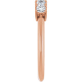 14K Gold Square Natural Diamond Five-Stone Anniversary Band - 1/4-5/8 CTW - Rose Gold - view 4