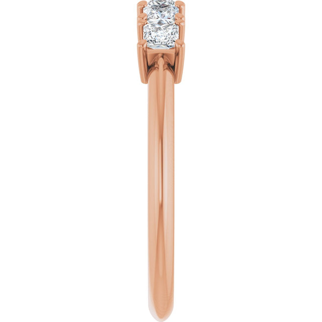 14K Gold Square Natural Diamond Five-Stone Anniversary Band - 1/4-5/8 CTW - Rose Gold - view 4