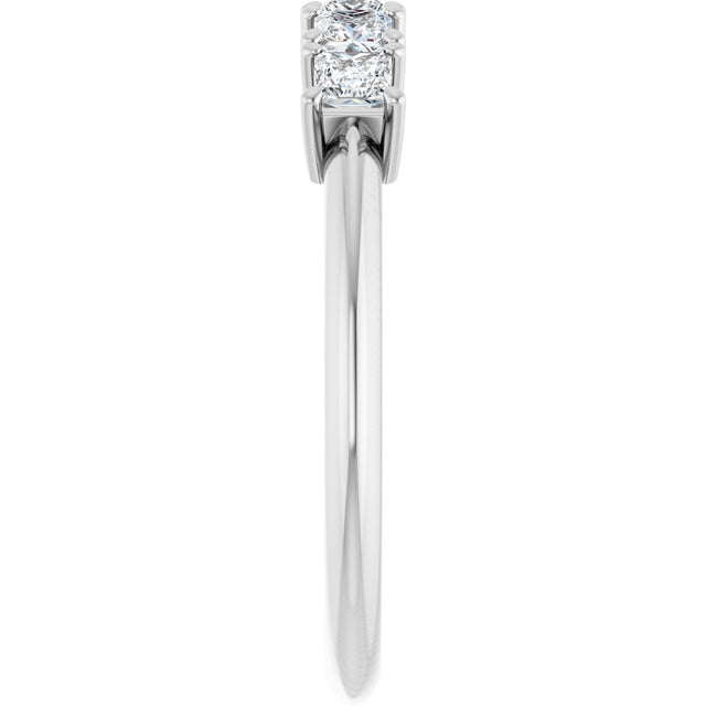 14K Gold Square Lab-Grown Diamond Five-Stone Anniversary Band - 1/4-1/2 CTW - White Gold - view 4