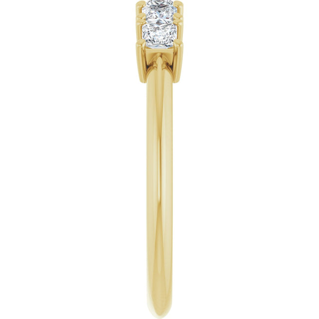 14K Gold Square Lab-Grown Diamond Five-Stone Anniversary Band - 1/4-1/2 CTW - Yellow Gold - view 4
