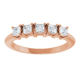 14K Gold Square Natural Diamond Five-Stone Anniversary Band - 1/4-5/8 CTW - Rose Gold - view 3