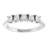 14K Gold Square Lab-Grown Diamond Five-Stone Anniversary Band - 1/4-1/2 CTW - White Gold - view 3