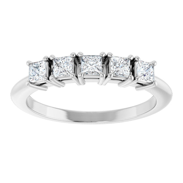 Platinum Square Lab-Grown Diamond Five-Stone Anniversary Band - 1/4-1/2 CTW - view 3