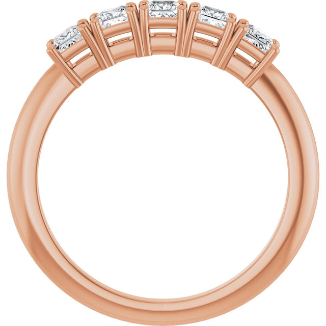 14K Gold Square Lab-Grown Diamond Five-Stone Anniversary Band - 1/4-1/2 CTW - Rose Gold - view 2
