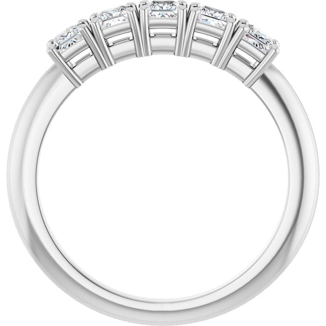 Platinum Square Natural Diamond Five-Stone Anniversary Band - 1/4-5/8 CTW - view 2