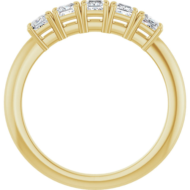 14K Gold Square Lab-Grown Diamond Five-Stone Anniversary Band - 1/4-1/2 CTW - Yellow Gold - view 2