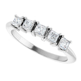 Platinum Square Natural Diamond Five-Stone Anniversary Band - 1/4-5/8 CTW - view 5