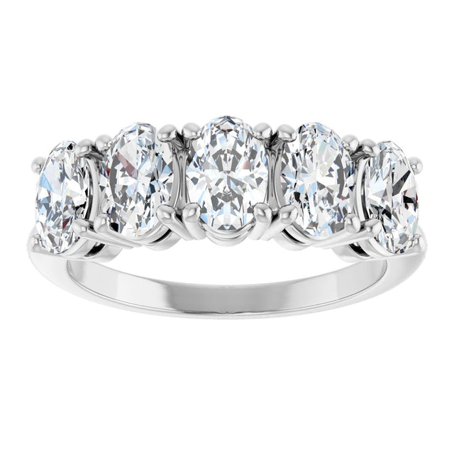 Platinum Oval Natural Diamond Five-Stone Anniversary Band - 1 1/6-1 7/8 CTW - view 3