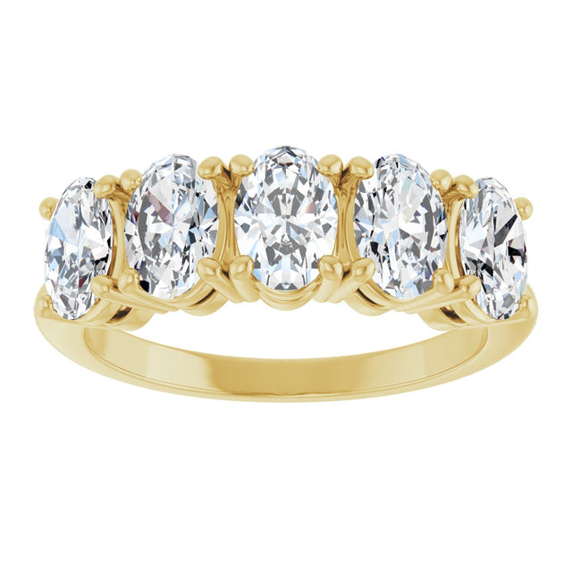 14K Gold Oval Natural Diamond Five-Stone Anniversary Band - 1 1/6-1 7/8 CTW - Yellow Gold - view 3