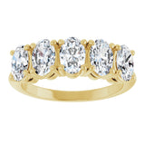 14K Gold Oval Lab-Grown Diamond Five-Stone Anniversary Band - 9/10-3 3/4 CTW - Yellow Gold - view 3