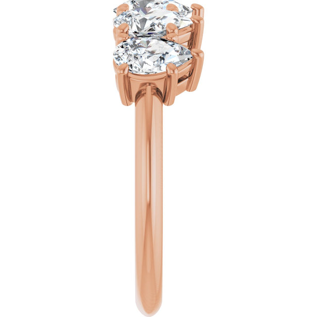 14K Gold Pear Lab-Grown Diamond Five-Stone Anniversary Band - 6x4mm Stones - Rose Gold - view 4