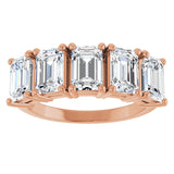 14K Gold Emerald Natural Diamond Five-Stone Anniversary Band - 1 7/8-2 1/2 CTW - Rose Gold - view 3