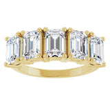 14K Gold Emerald Lab-Grown Diamond Five-Stone Anniversary Band - 1 7/8-5 1/2 CTW - Yellow Gold - view 3