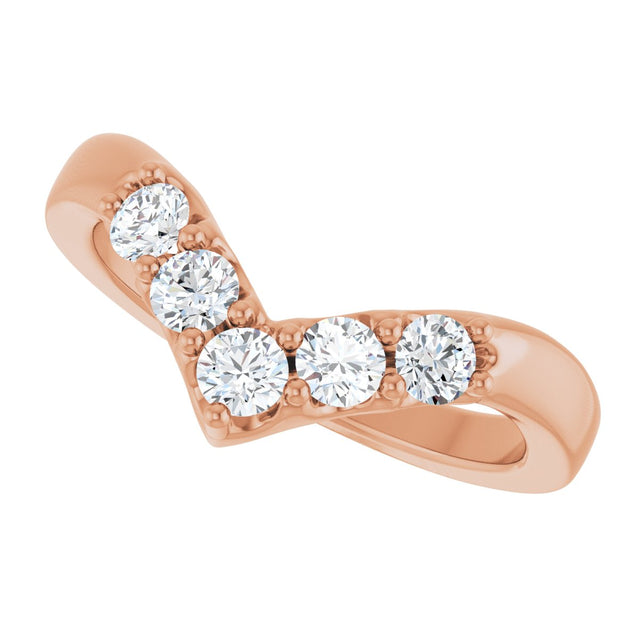 14K Gold Round Lab-Grown Diamond Contour Band - 1/8-1/2 CTW - Rose Gold - view 5