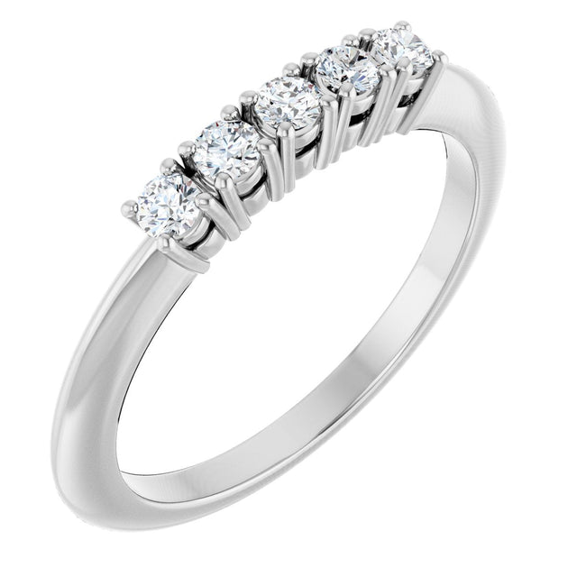 Platinum Round Lab-Grown Diamond Five-Stone Anniversary Band - 2.25mm Stones