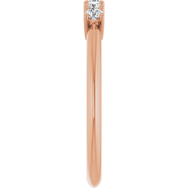 14K Gold Round Lab-Grown Diamond Five-Stone Anniversary Band - 2.25mm Stones - Rose Gold - view 4