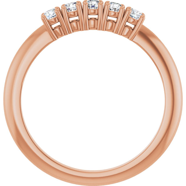 14K Gold Round Lab-Grown Diamond Five-Stone Anniversary Band - 2.25mm Stones - Rose Gold - view 2