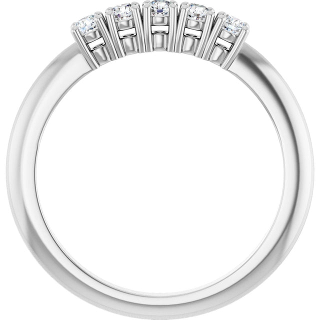 14K Gold Round Lab-Grown Diamond Five-Stone Anniversary Band - 2.25mm Stones - White Gold - view 2