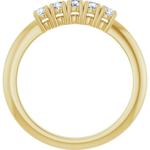 14K Gold Round Lab-Grown Diamond Five-Stone Anniversary Band - 2.25mm Stones - Yellow Gold - view 2