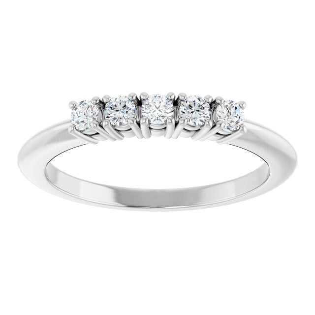 Platinum Round Lab-Grown Diamond Five-Stone Anniversary Band - 2.25mm Stones - view 3