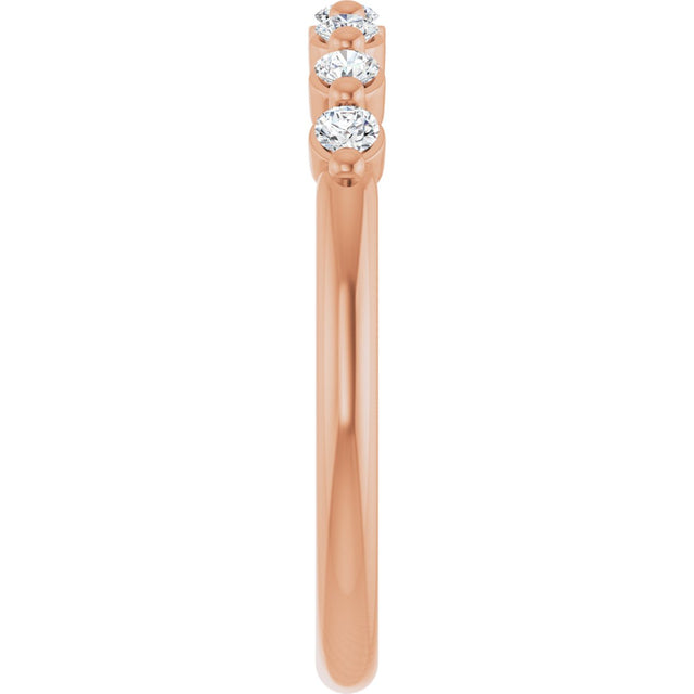 14K Gold Round Natural Diamond Seven-Stone Anniversary Band - 1/5-5/8 CTW - Rose Gold - view 4