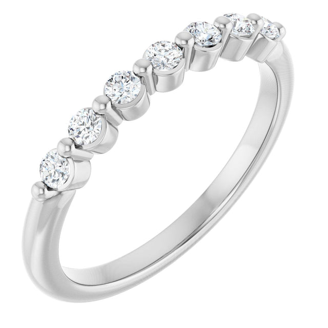 Platinum Round Natural Diamond Seven-Stone Anniversary Band - 1/5-5/8 CTW
