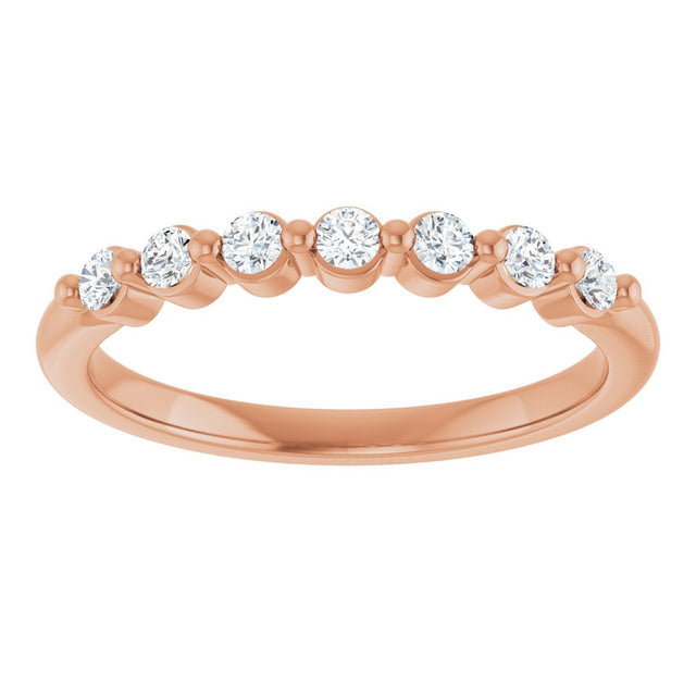 14K Gold Round Natural Diamond Seven-Stone Anniversary Band - 1/5-5/8 CTW - Rose Gold - view 3