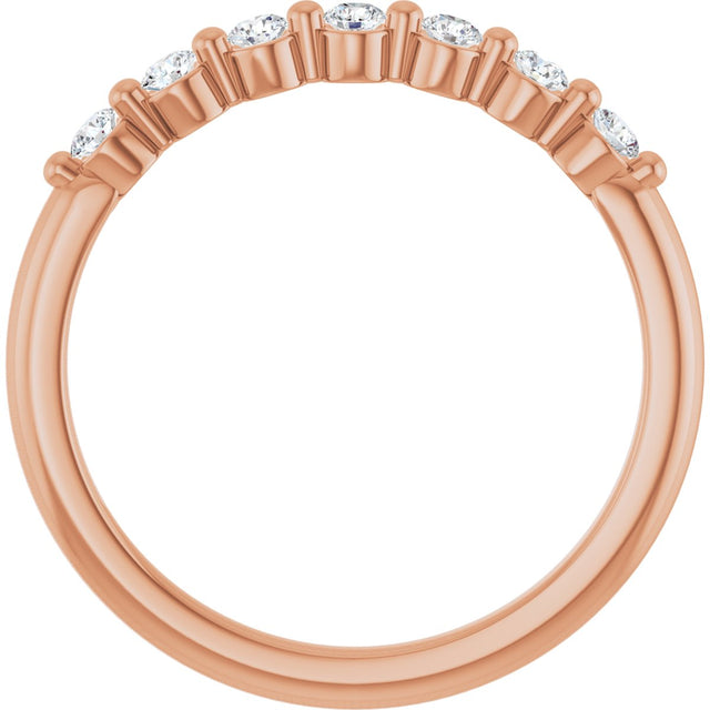 14K Gold Round Natural Diamond Seven-Stone Anniversary Band - 1/5-5/8 CTW - Rose Gold - view 2