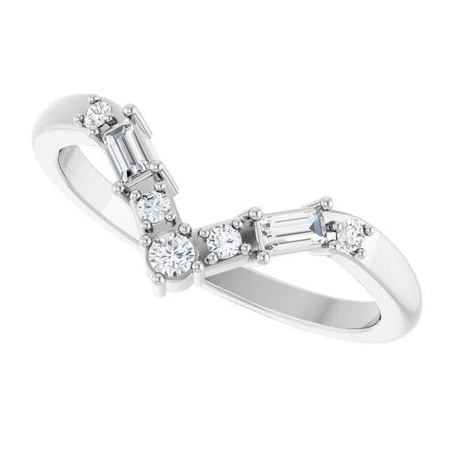 14K Gold Round Natural Diamond Contour Band - 1/6 CTW (Style 127066) - White Gold - view 5