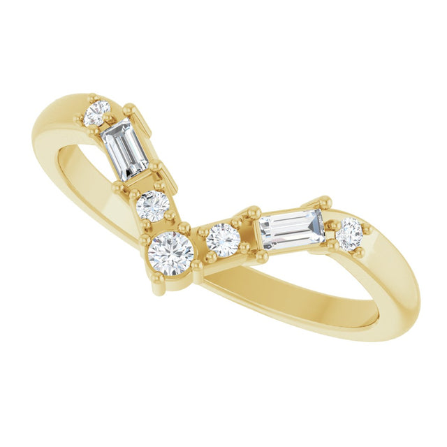 14K Gold Round Lab-Grown Diamond Contour Band - 1/6 CTW (Style 127066) - Yellow Gold - view 5