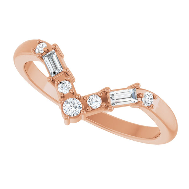 14K Gold Round Lab-Grown Diamond Contour Band - 1/6 CTW (Style 127066) - Rose Gold - view 5