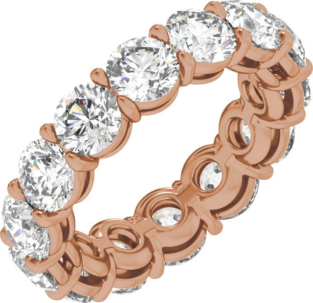 14K Gold Round Natural Diamond Low Profile Eternity Band - 4.3mm Stones - Rose Gold