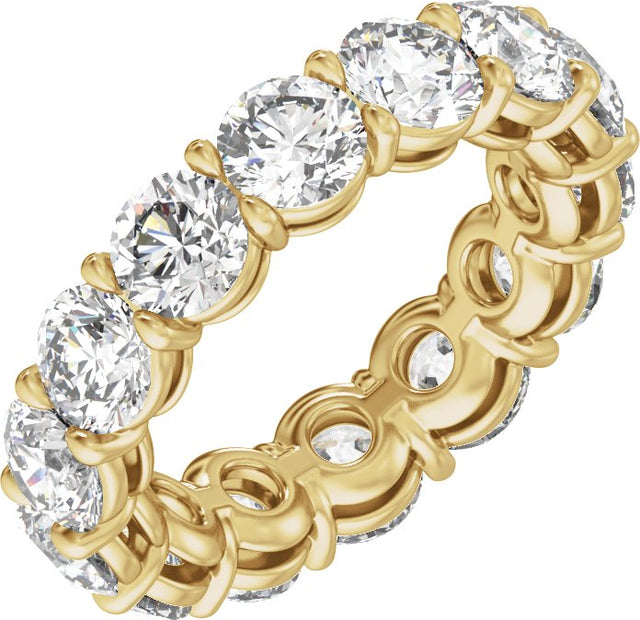 14K Gold Round Natural Diamond Low Profile Eternity Band - 4.3mm Stones - Yellow Gold