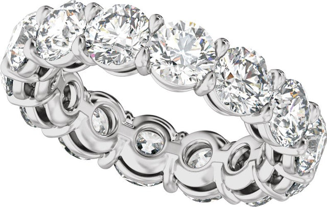 14K Gold Round Natural Diamond Low Profile Eternity Band - 4.3mm Stones - White Gold - view 5