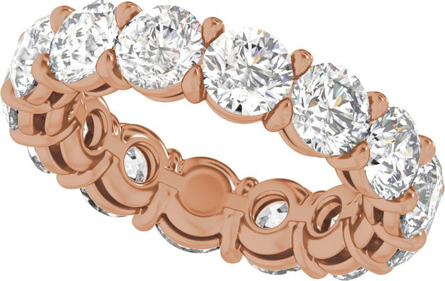14K Gold Round Lab-Grown Diamond Low Profile Eternity Band - 4.3mm Stones - Rose Gold - view 5