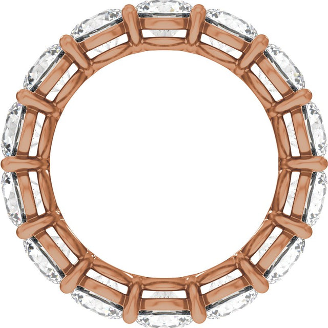14K Gold Round Natural Diamond Low Profile Eternity Band - 4.3mm Stones - Rose Gold - view 2