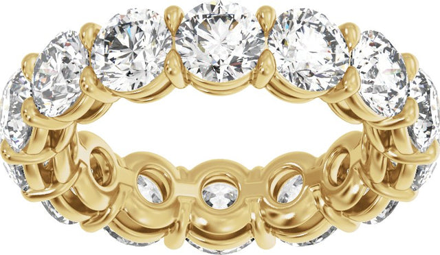 14K Gold Round Natural Diamond Low Profile Eternity Band - 4.3mm Stones - Yellow Gold - view 3